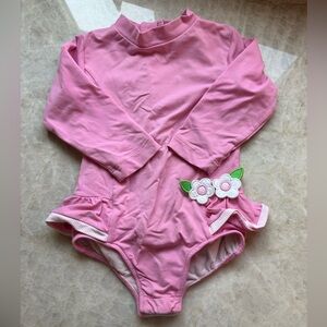 Florence Eiseman Rash Guard Onesie With Flowers Pink - 18M